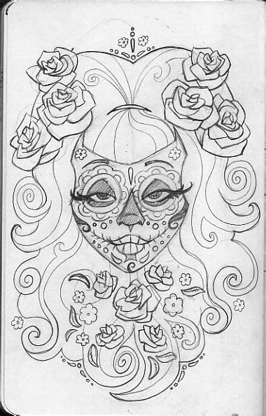 printable day   dead skulls coloring pages leigh young