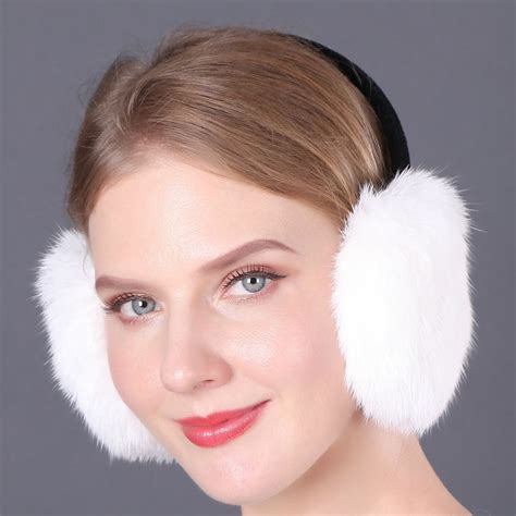 Real Rabbit Fur Fluffy Ear Muffs Unisex Winter Warmer Earmuff Ear