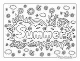 Coloring Pages Summer Easy Kids Adults Printables Flowers Rainbow sketch template