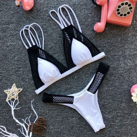 2019 summer sexy women mesh patchwork bikini sets push up padded
