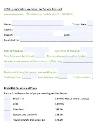 sample wedding contract templates   ms word