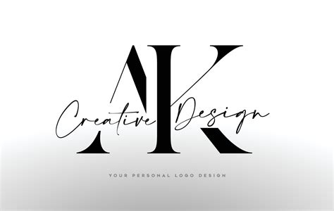 ak letter logo design icon  serif font  united creative letters
