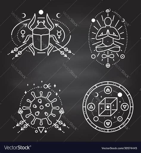 esoteric symbols thin  geometric badge vector image
