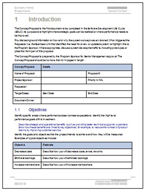 concept proposal template ms wordexcel spreadsheets templates