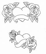 Hearts Roses Coloring Pages Printable Getcolorings sketch template