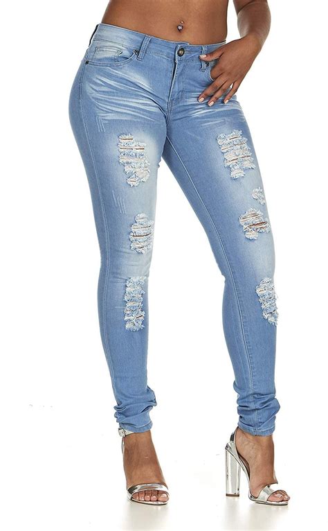 Vip Jeans Cute Ripped Jeans For Women Distressed Washed Skinny Long