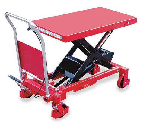 Dayton Manual Mobile Scissor Lift Table 2 000 Lb Load Capacity 40 In