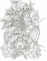 Chicano Thug Muertos Lined Tattoos Getcolorings Willemxsm sketch template