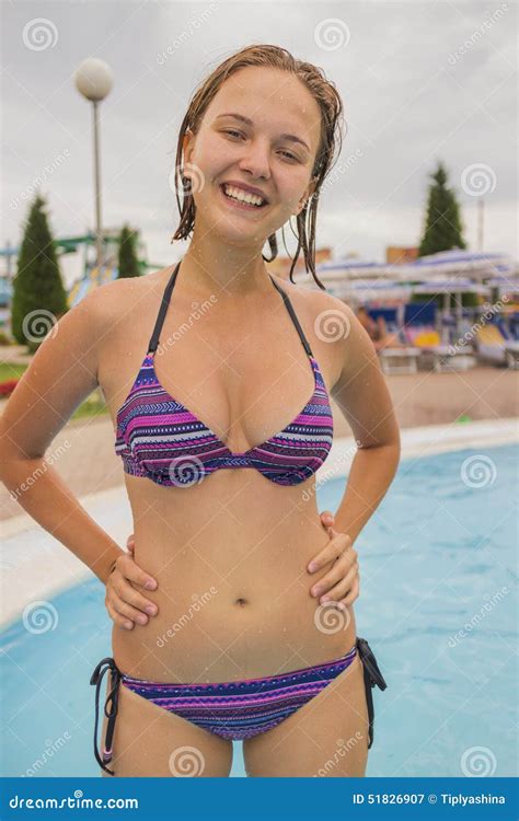 happy teenager girl   pool water park stock image image  jolly wave