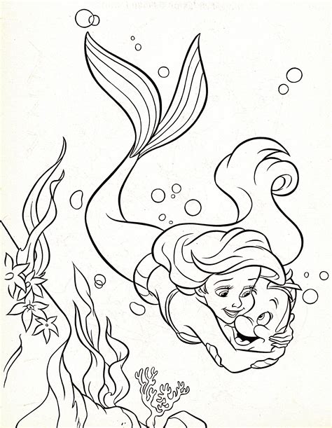 ariel  flounder coloring page coloring home