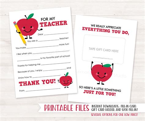 printable teacher   card teacher card   year