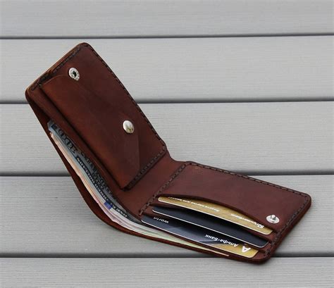 mens coin pocket wallet full grain leather wallet  men etsy