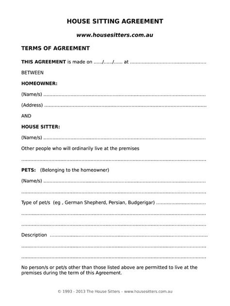 pet sitting agreement template contract template pet sitting dog