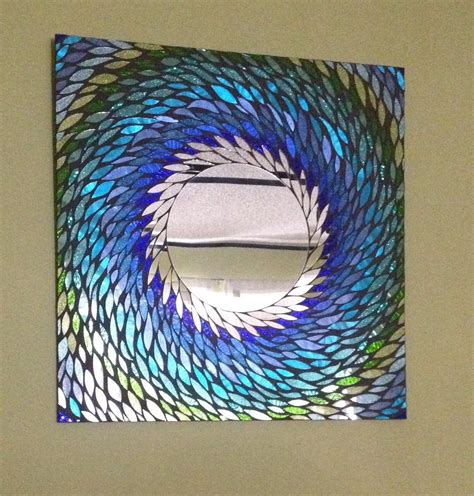 mosaic mirror stained glass blue and green