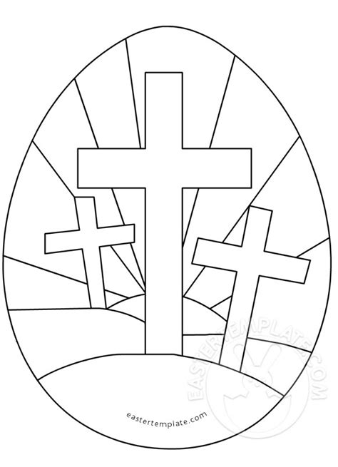 easter egg   crosses coloring page easter template