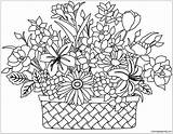 Basket Flowers Pages Coloring Flower Color Printable Coloringpagesonly sketch template
