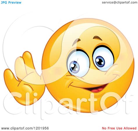 Cartoon Of A Yellow Emoticon Smiley Cupping His Ear And