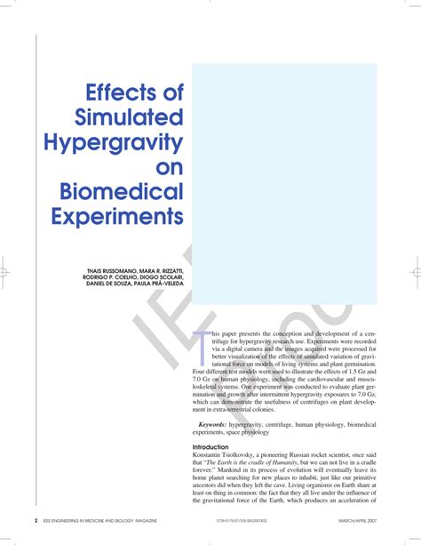 effects  simulated hypergravity  biomedical experiments