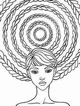 Coloring Pages Hair Adult Crazy Girl Eazy Nerd People Color Printable Drawing Long Brush Afro Adults Hairstyles Relaxing Girls Hairstyle sketch template