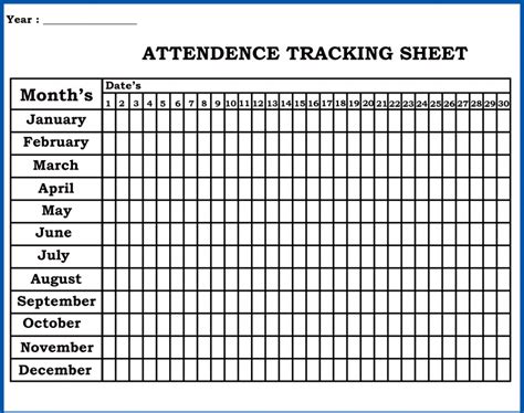 printable attendance sheet tracker template   word google docs