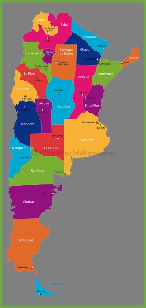 administrative map  argentina  provinces ontheworldmapcom