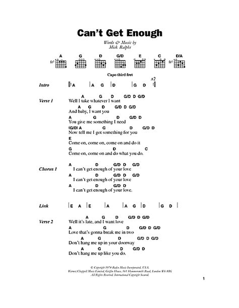 Can T Get Enough Sheet Music By Bad Company Lyrics And Chords 48415