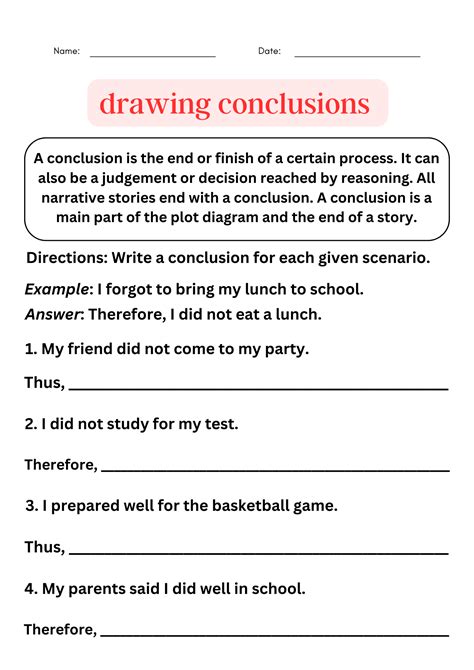 drawing conclusions examples  answers writing conclusion