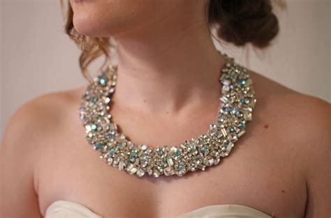statement wedding jewelry bridal necklace etsy handmade something blue
