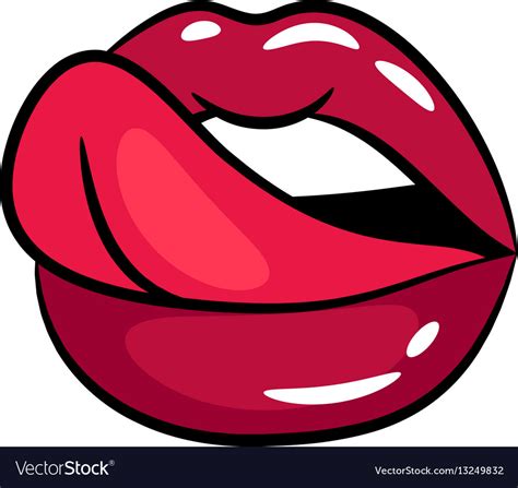 female tongue liking glossy lips royalty  vector image