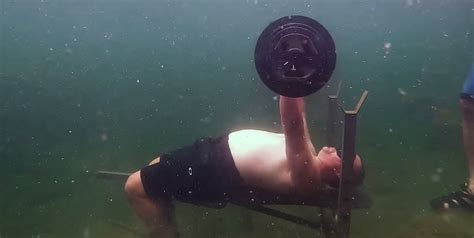 man sets guinness world record for underwater bench press reps