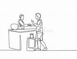 Receptionist Tourist Travelling Luggage Handshaking Holding sketch template