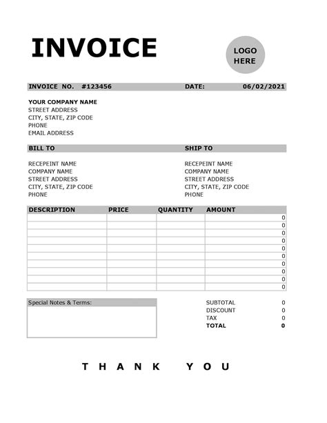 digital excel invoice template editable instant  etsy