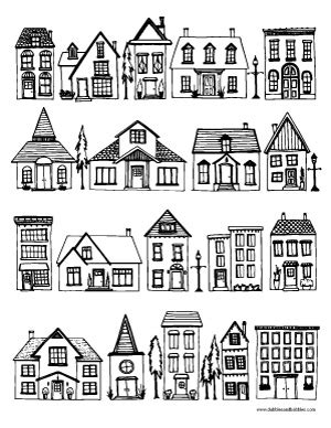 houses coloring page dabbles babbles
