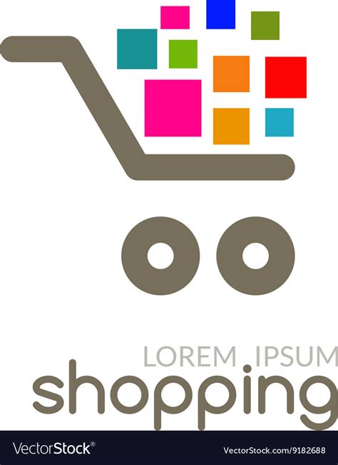 online shop mall market concept cart logo design vector image