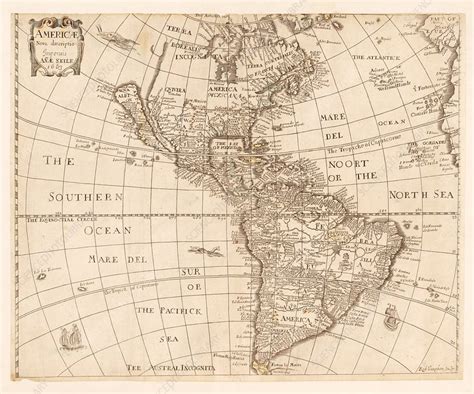 Map Of The Americas 17th Century Stock Image C036 9315 Science
