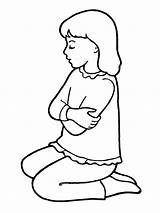 Kneeling Girl Praying Little Drawing Clipart Lds Coloring Person Pages Prayer Kids Small Simple Clip Pray Line Ground Children Primary sketch template