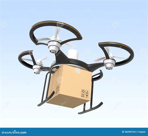 air drone  carton package flying   sky stock illustration image