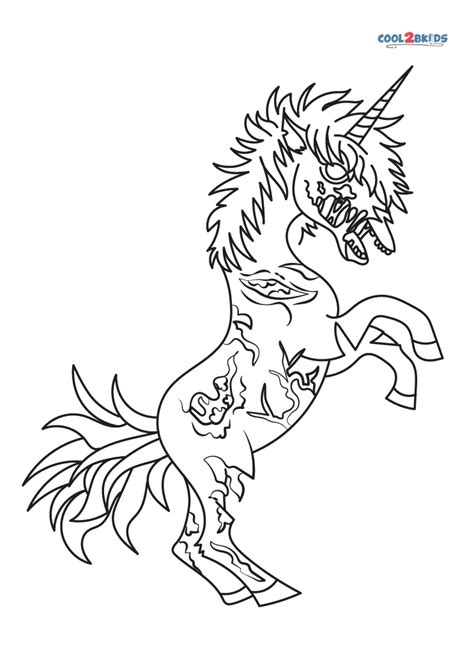 printable zombie unicorn coloring pages  kids