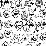 Monster Doodle Cute Monsters Doodles Silly Drawings Drawing Coloring Cartoon Pages Funny Creature Kids Tekenen Kawaii Little Patterns Characters Illustration sketch template