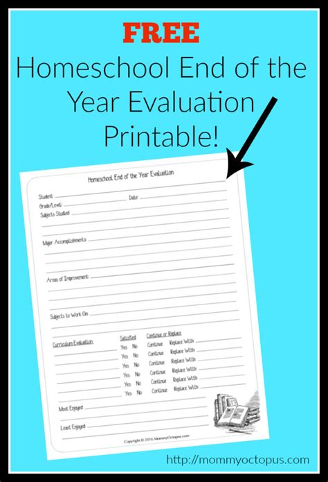 year homeschool evaluation form