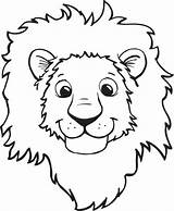Lion Face Coloring Pages Smiling Head Para Leão Colorir Printable Lions Kids Color Cartoon Sheets Roaring Print Faces Colouring Animal sketch template
