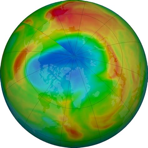 record setting ozone hole forms over the north pole due to strong polar