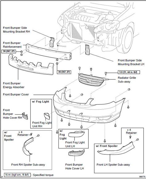 toyota corolla repair manual components front bumper exteriorinterior trim