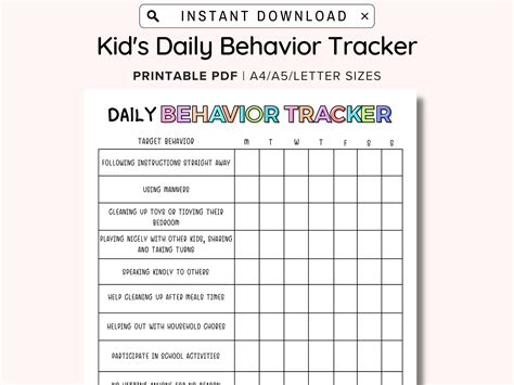 daily behavior chart  preschool