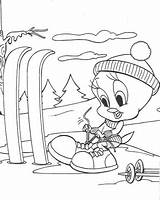 Tweety Coloring Skiing Pages Sea Under Supercoloring Titi Printable Color sketch template