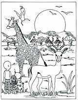 Coloring Pages Africa Animal Animals African Printable Grassland Giraffe Park Savanna Sheet Safari Color Jeff Hardy Drawing Zoo Kids Sheets sketch template