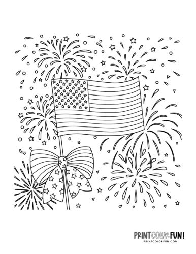 fourth  july flag fireworks coloring pages print color fun