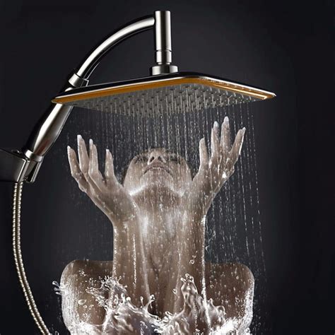 chrome shower head square rainfall massage extension arm bathroom bath walmartcom