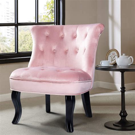 amazoncom pink upholstered chairjane tufted velvet armless accent