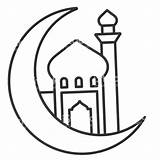 Ramadan Coloring Lineart Mosque Kareem sketch template